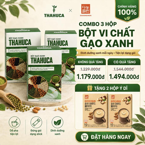 Thahuca 3 Hộp Bột Vi Chất Gạo Xanh 15 Gói/25g – Nạp Dưỡng Chất Cấp Tốc