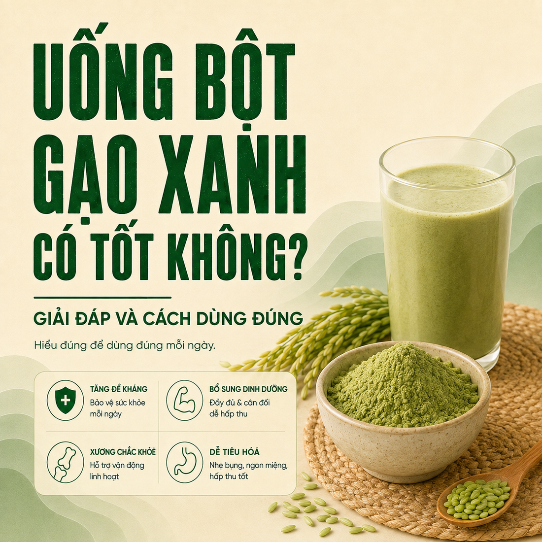 Uống bột gạo xanh có tốt không? Giải đáp và cách dùng đúng