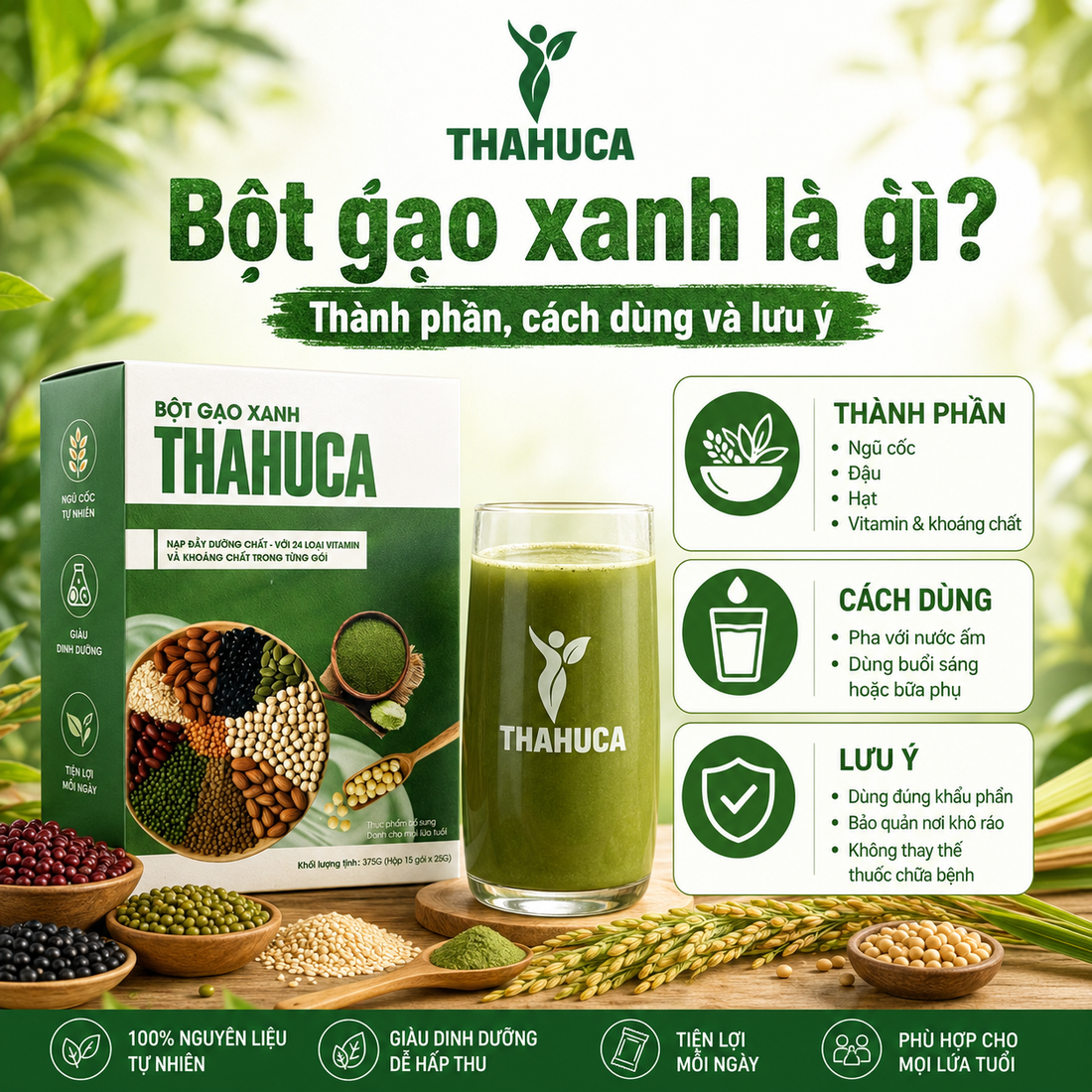 Bột gạo xanh là gì? Thành phần, cách dùng và lưu ý