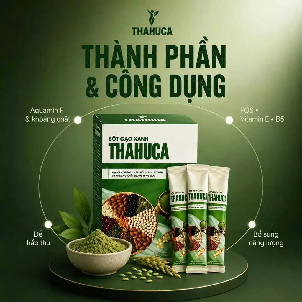 Thahuca Bột Vi Chất Gạo Xanh 15 Gói/25g – Bổ Sung Đạm Thực Vật & 24 Vitamin