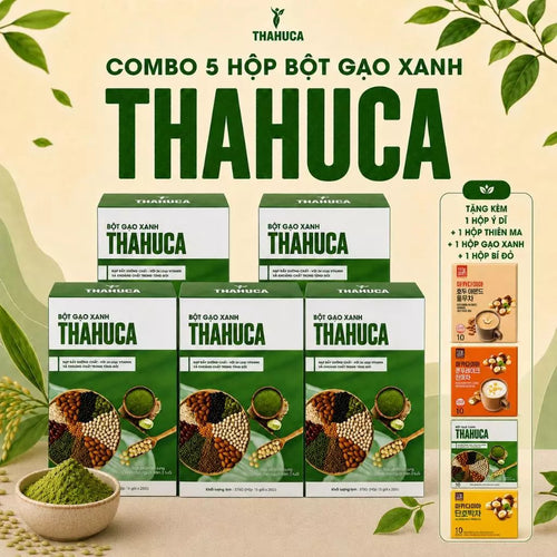 Thahuca 5 Hộp Bột Vi Chất Gạo Xanh 15 Gói/25g – Bổ Sung Đạm Thực Vật & 24 Vitamin