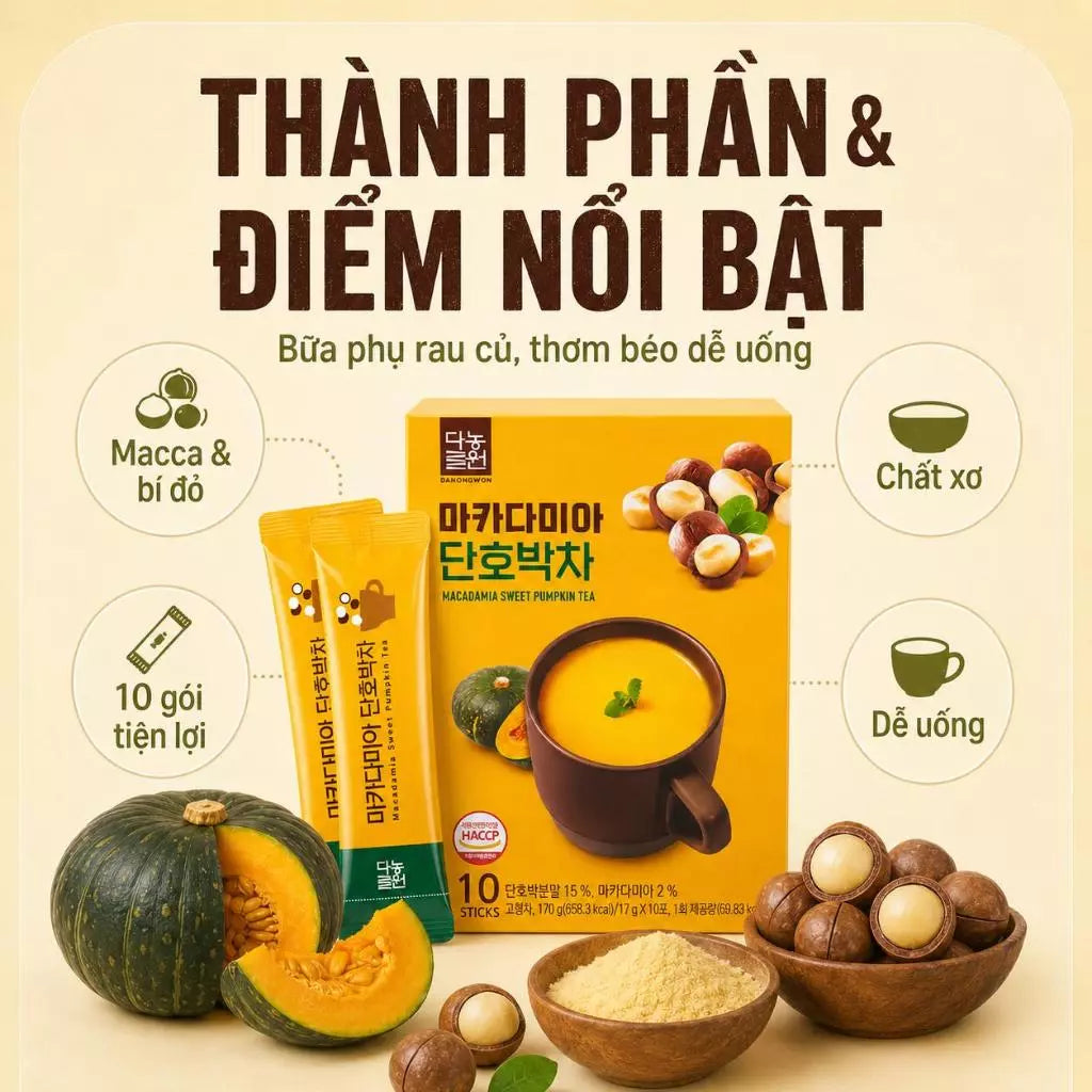 Danongwon 5 Hộp Bột Ngũ Cốc Macca Bí Đỏ 10 Gói/17g – Bổ Sung Chất Xơ & Dinh Dưỡng