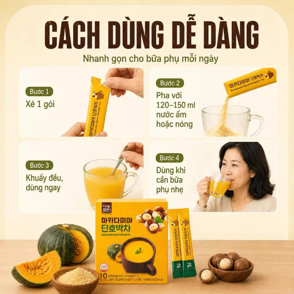 Danongwon 5 Hộp Bột Ngũ Cốc Macca Bí Đỏ 10 Gói/17g – Bổ Sung Chất Xơ & Dinh Dưỡng