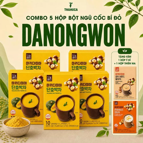 Danongwon 5 Hộp Bột Ngũ Cốc Macca Bí Đỏ 10 Gói/17g – Bổ Sung Chất Xơ & Dinh Dưỡng