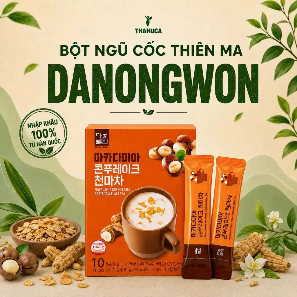 Danongwon Bột Ngũ Cốc Macca Thiên Ma 10 Gói/18g – Hỗ Trợ Giảm Căng Thẳng, Chống Oxy Hoá