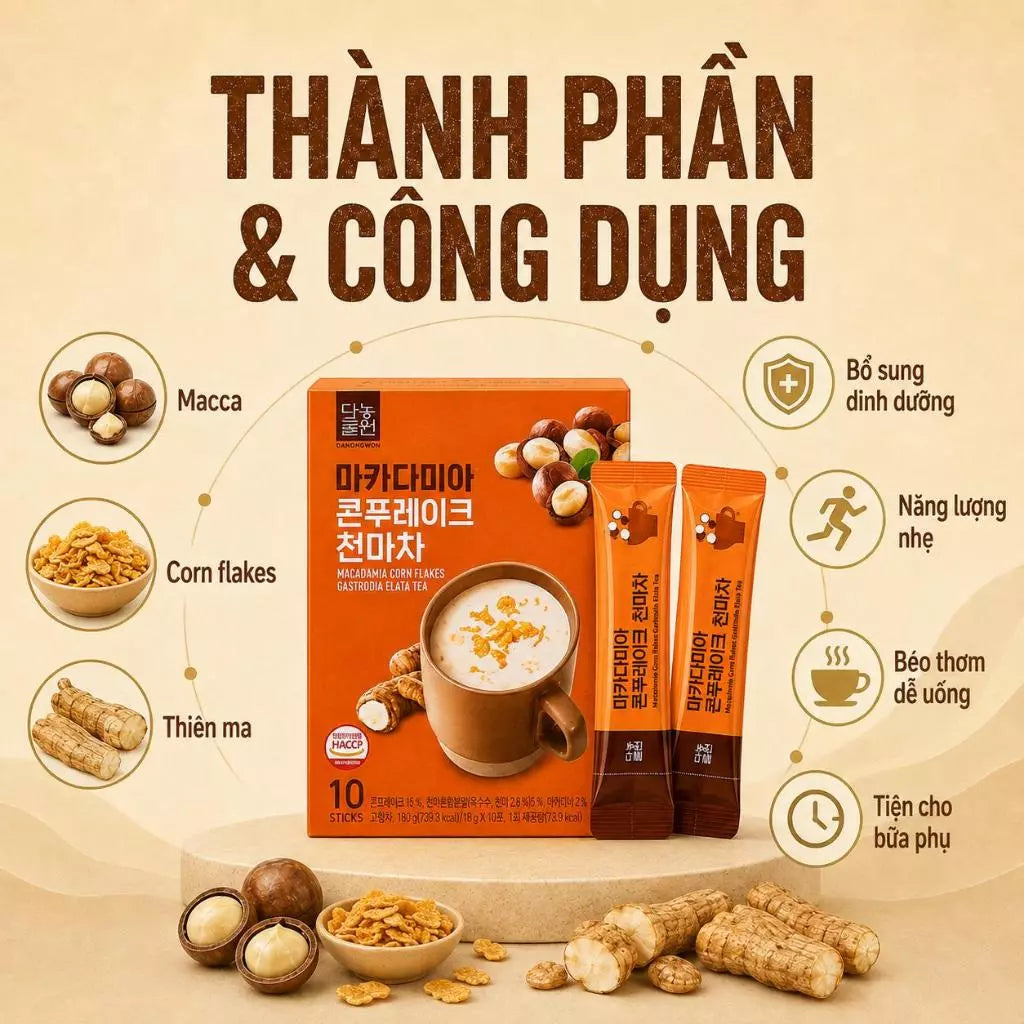 Danongwon 5 Hộp Bột Ngũ Cốc Macca Thiên Ma 10 Gói/18g – Hỗ Trợ Giảm Căng Thẳng, Chống Oxy Hoá