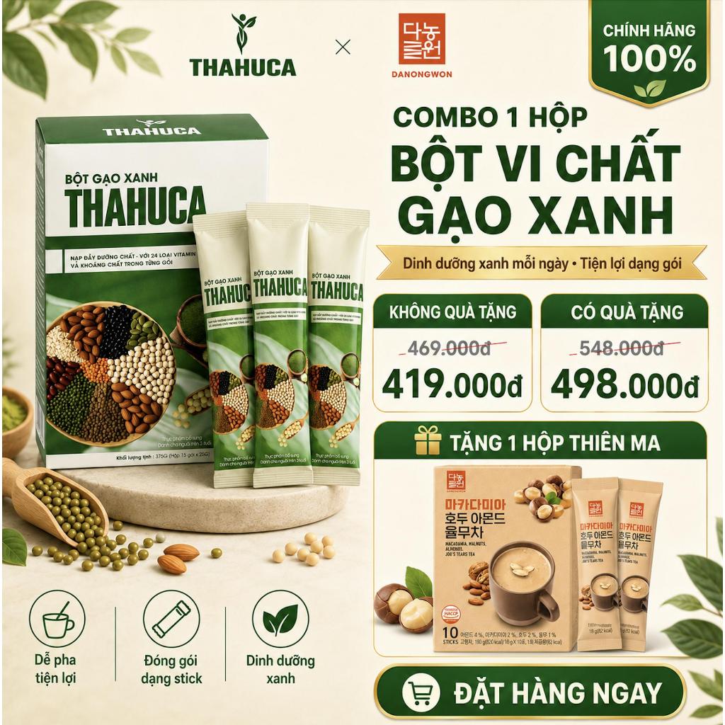 Thahuca Bột Vi Chất Gạo Xanh 15 Gói/25g – Nạp Dưỡng Chất Cấp Tốc