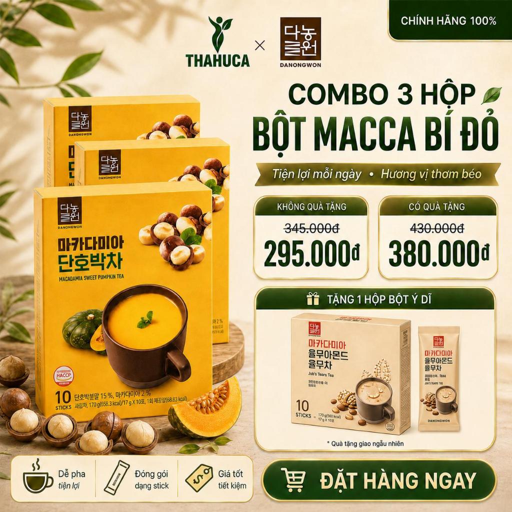 Danongwon 3 Hộp Bột Ngũ Cốc Bí Đỏ 10 Gói/18g – Bổ Sung Dinh Dưỡng