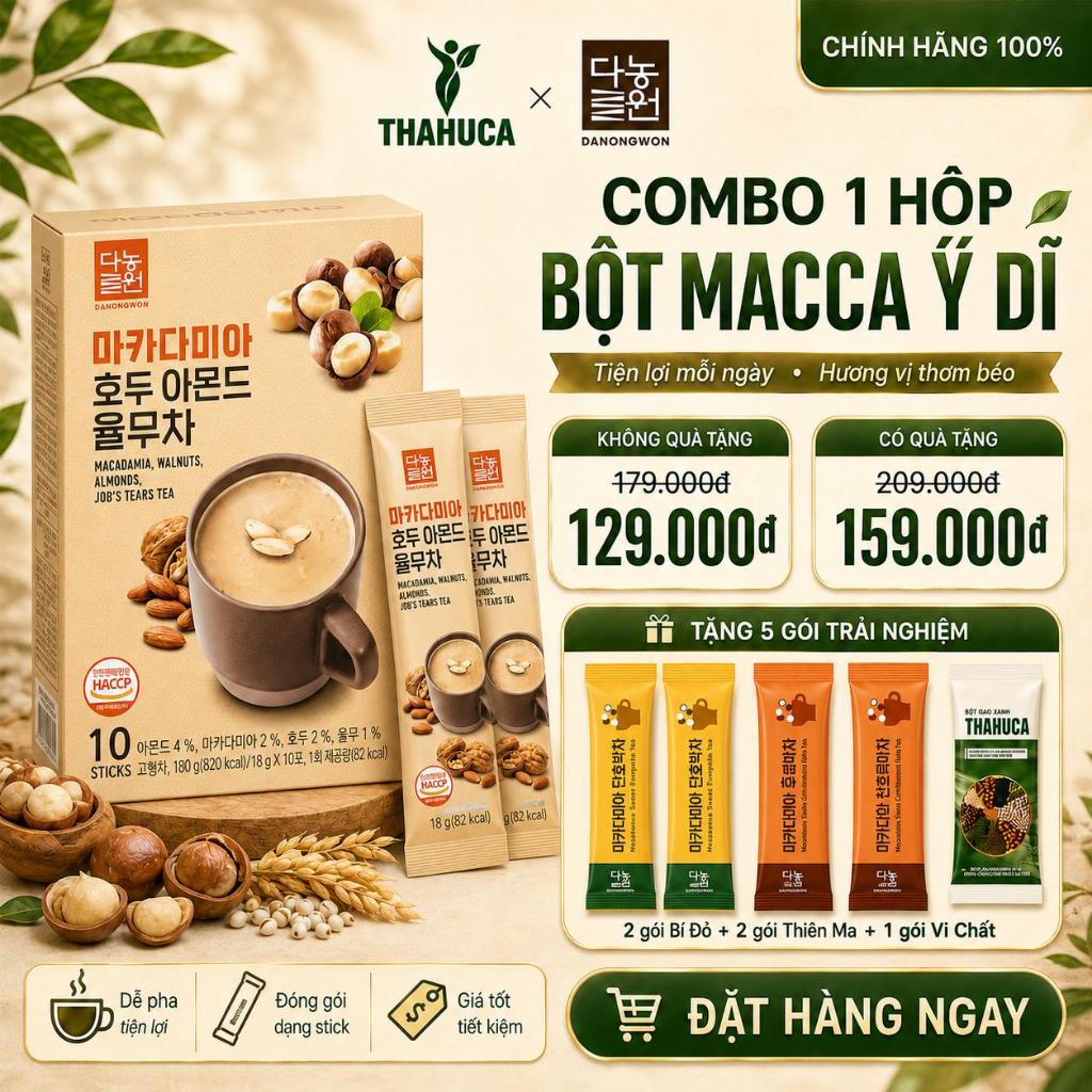 Danongwon Bột Ngũ Cốc Macca Ý Dĩ 10 Gói/18g – Bổ Sung Chất Xơ & Dinh Dưỡng