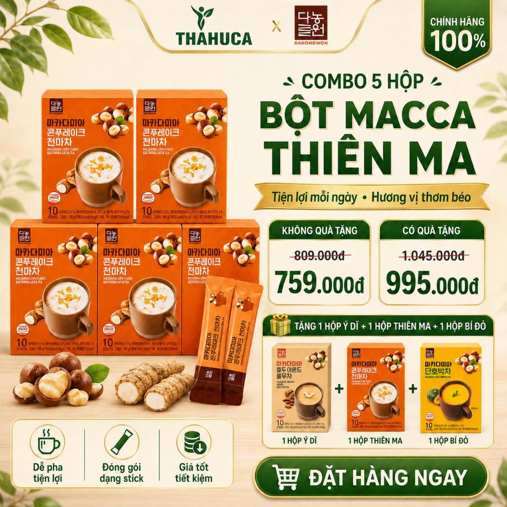 Danongwon 5 Hộp Bột Ngũ Cốc Macca Thiên Ma 10 Gói/18g – Bổ Sung Dinh Dưỡng