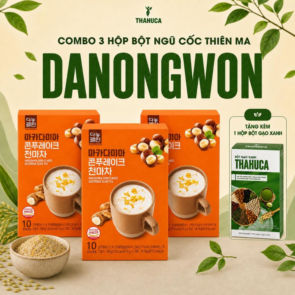 Danongwon 3 Hộp Bột Ngũ Cốc Macca Thiên Ma 10 Gói/18g – Bổ Sung Dinh Dưỡng