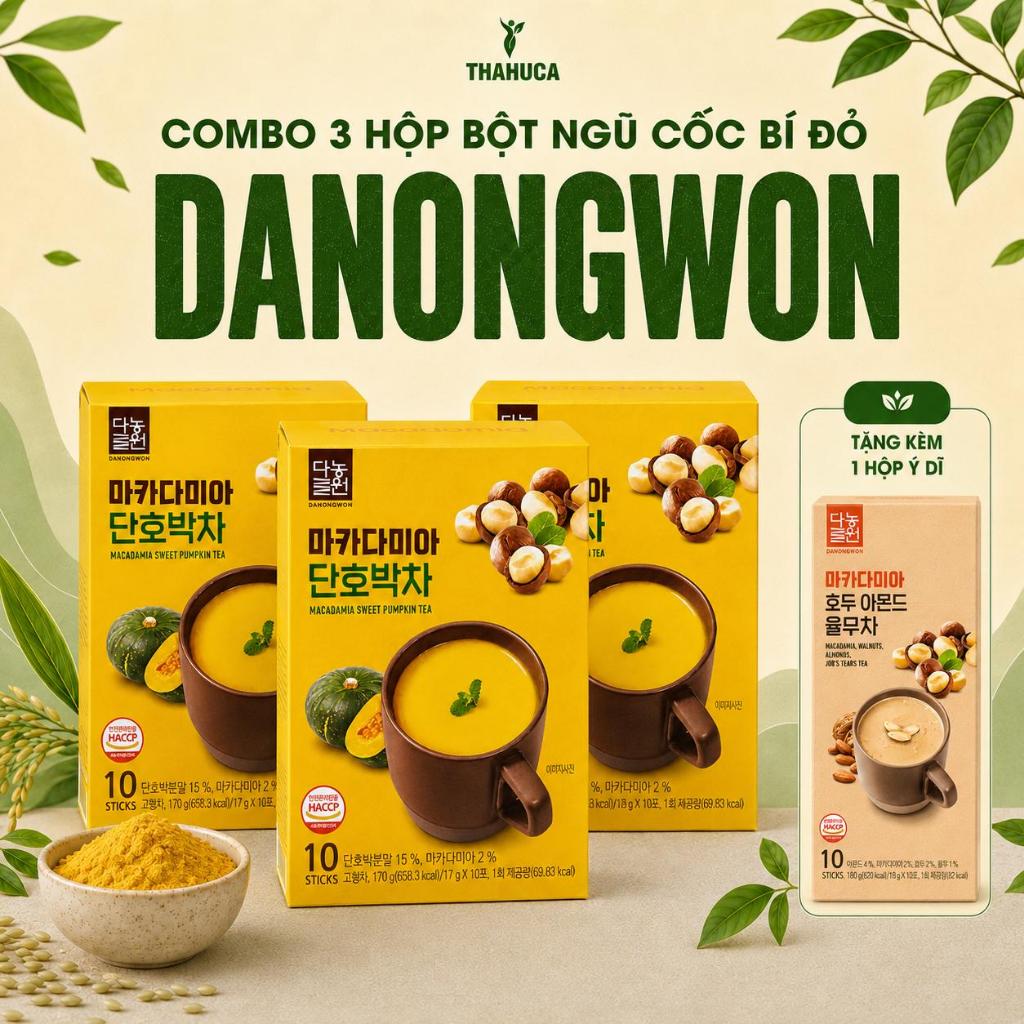 Danongwon 3 Hộp Bột Ngũ Cốc Bí Đỏ 10 Gói/18g – Bổ Sung Dinh Dưỡng