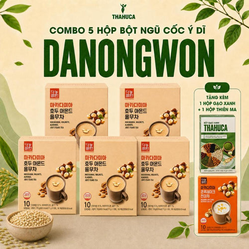 Danongwon 5 Hộp Bột Ngũ Cốc Macca Ý Dĩ 10 Gói/18g – Bổ Sung Chất Xơ & Dinh Dưỡng